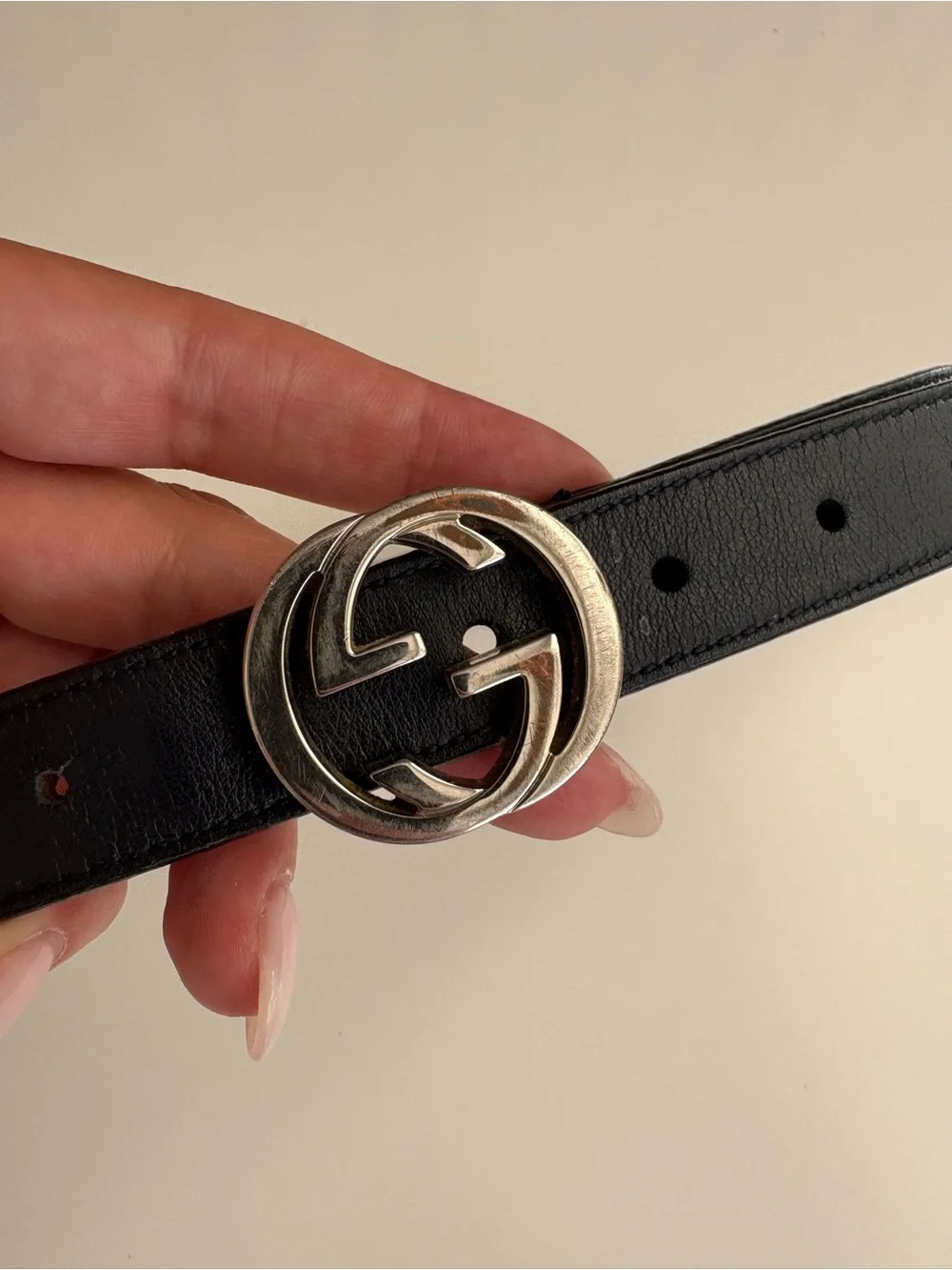 Auth GUCCI Leather Belt